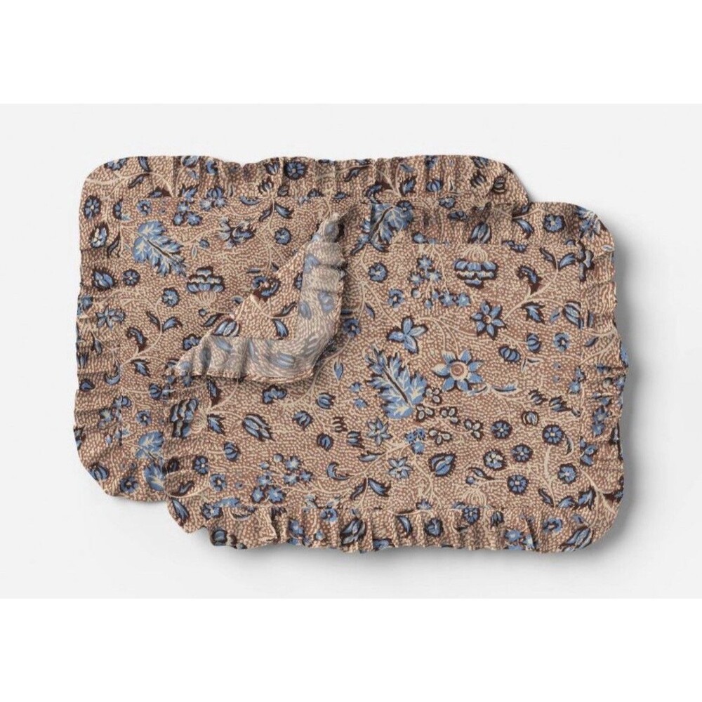 Floral Block Print Ruffle Placemats 2pk Threshold